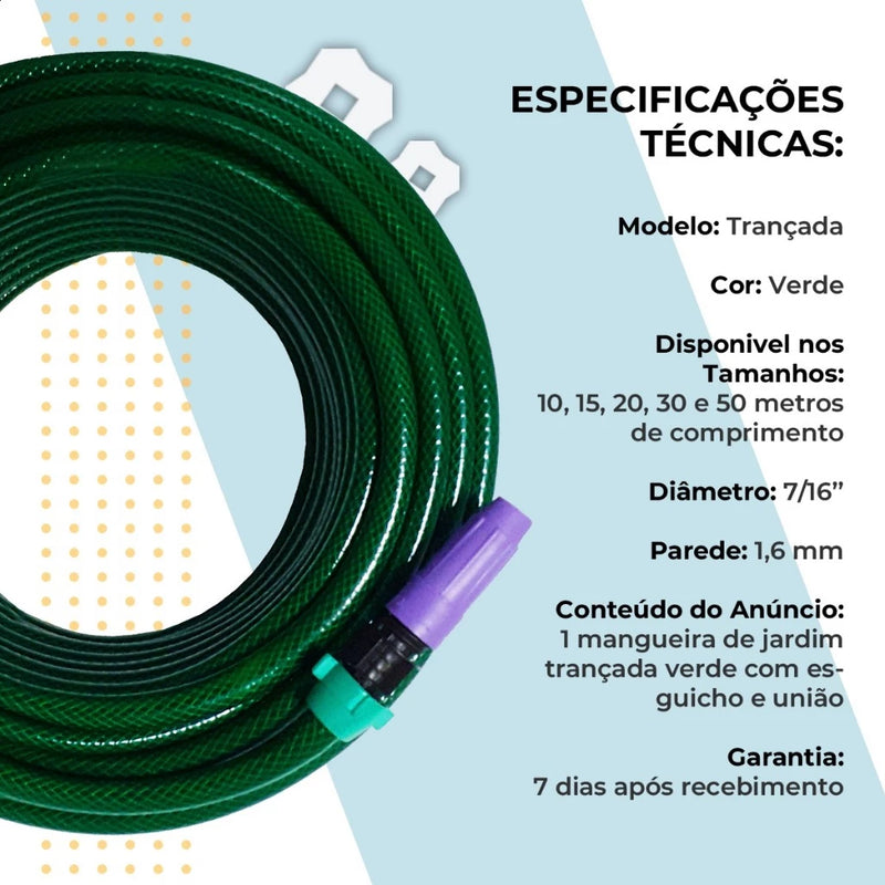 Mangueira de Jardim Trançada Poliflex Resistente e Flexível